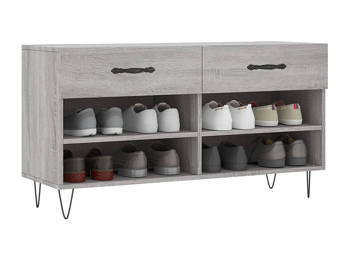 Banco zapatero Sonoma gris 102x35x55 cm madera de ingeniería
