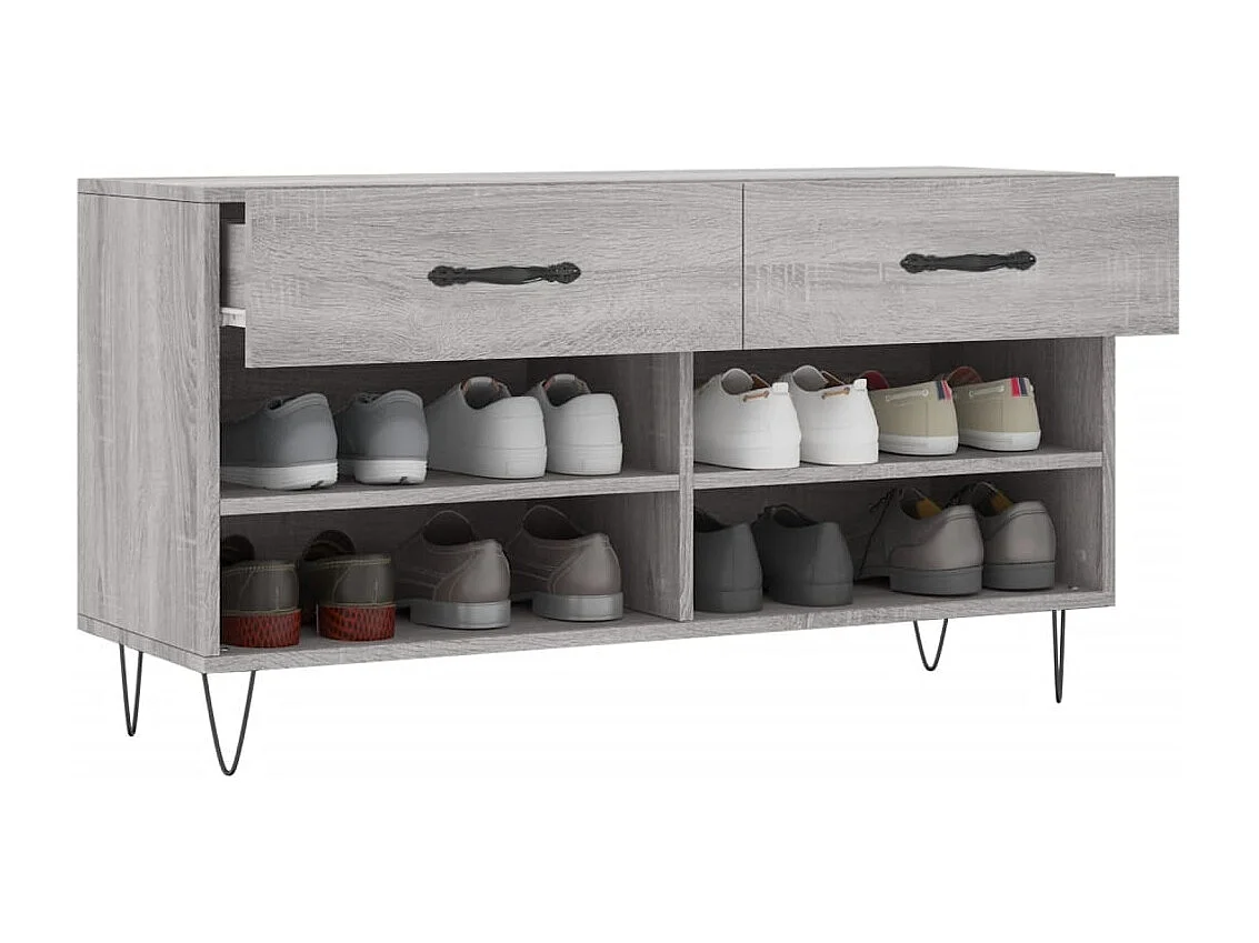 Banco zapatero Sonoma gris 102x35x55 cm madera de ingeniería