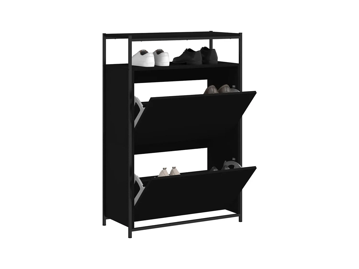 Scarpiera nera 75x34x112 cm in legno ingegnerizzato