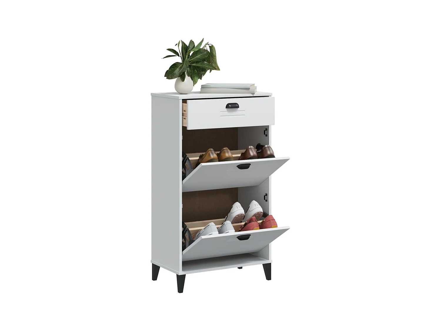Schuhschrank aus weißem Holzwerkstoff