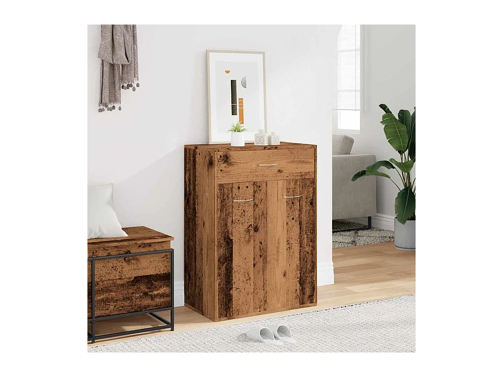 Armoire à chaussures vieux bois 60x35x84 cm bois d'ingénierie