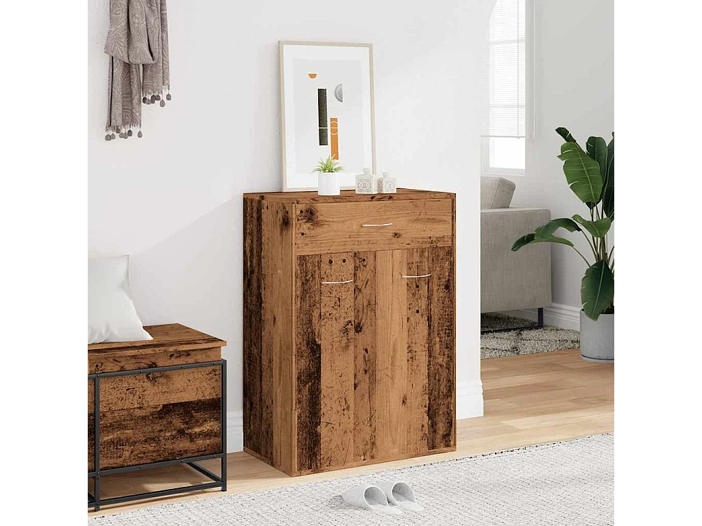 Armoire à chaussures vieux bois 60x35x84 cm bois d'ingénierie