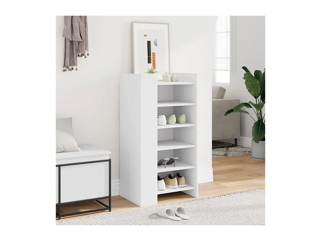 Armoire à chaussures blanc 52x37,5x100 cm bois d'ingénierie