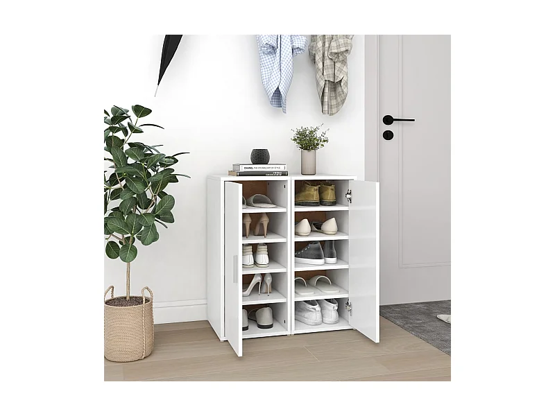 Zapateros 2 uds Blanco 32x35x70 cm Aglomerado