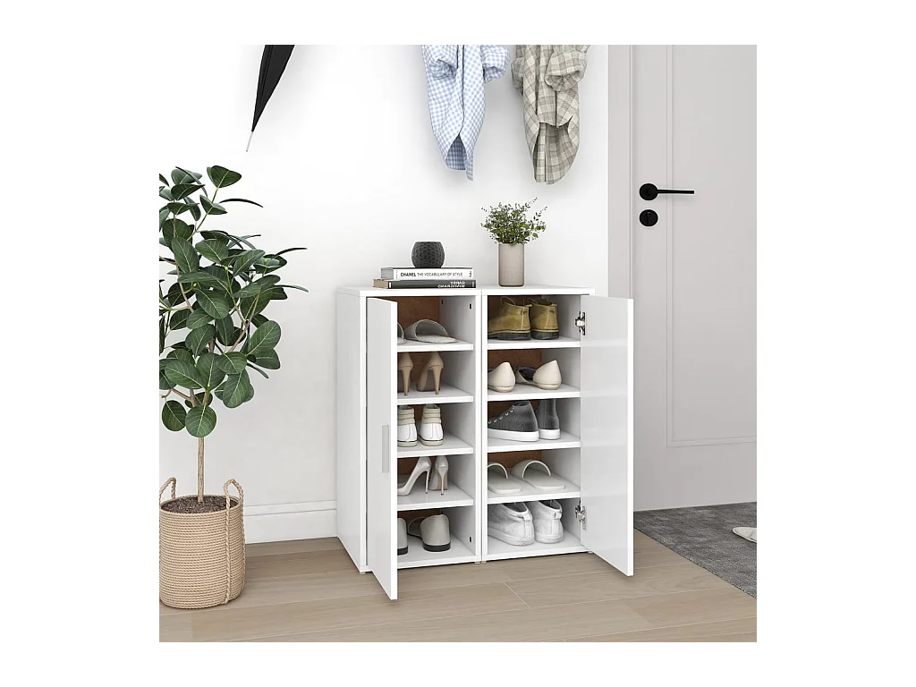 Armoires à chaussures 2 pcs Blanc 32x35x70 cm Aggloméré