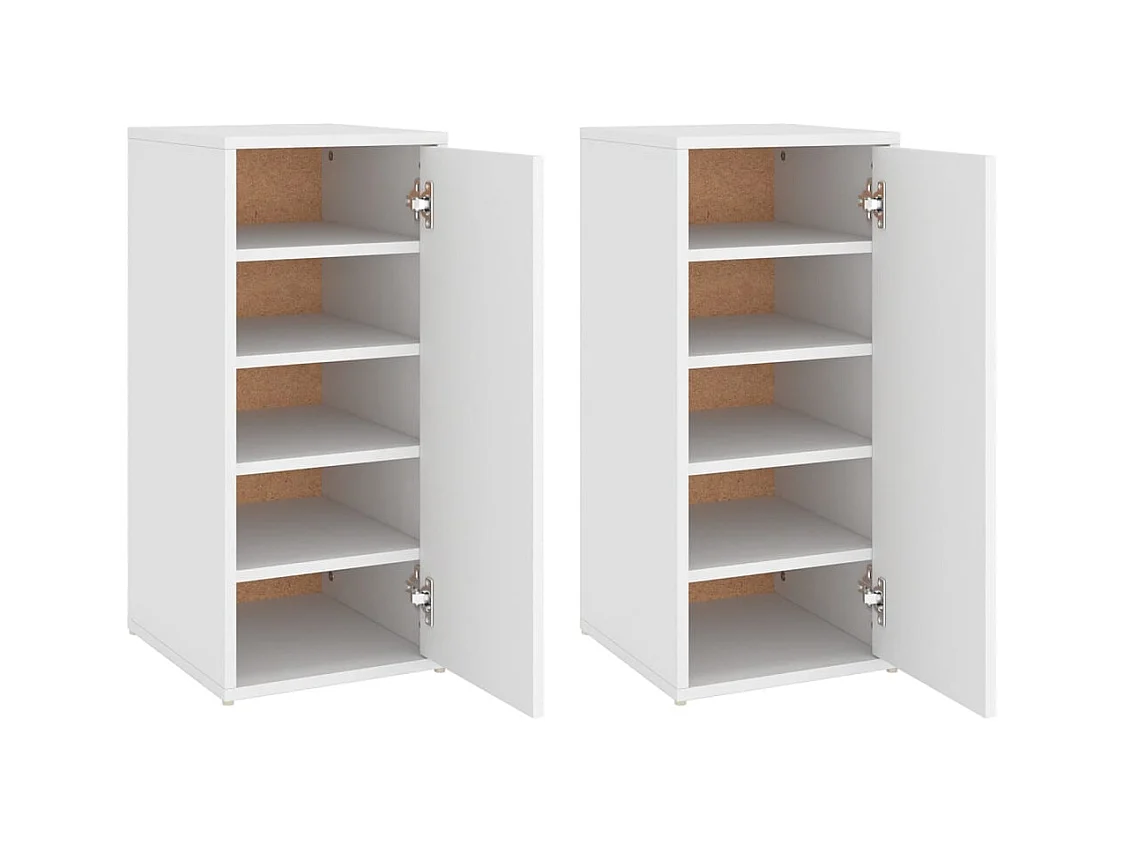 Armoires à chaussures 2 pcs Blanc 32x35x70 cm Aggloméré