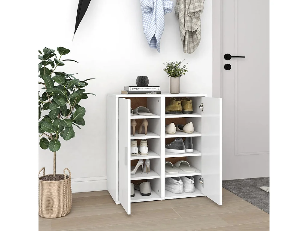 Schuhschränke 2 Stk. Weiß 32x35x70 cm Spanplatte