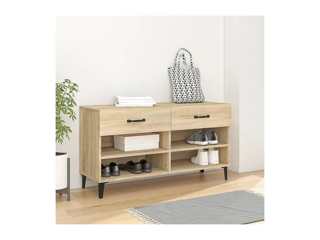 Armoire à chaussures Chêne sonoma 102x35x55cm Bois d'ingénierie