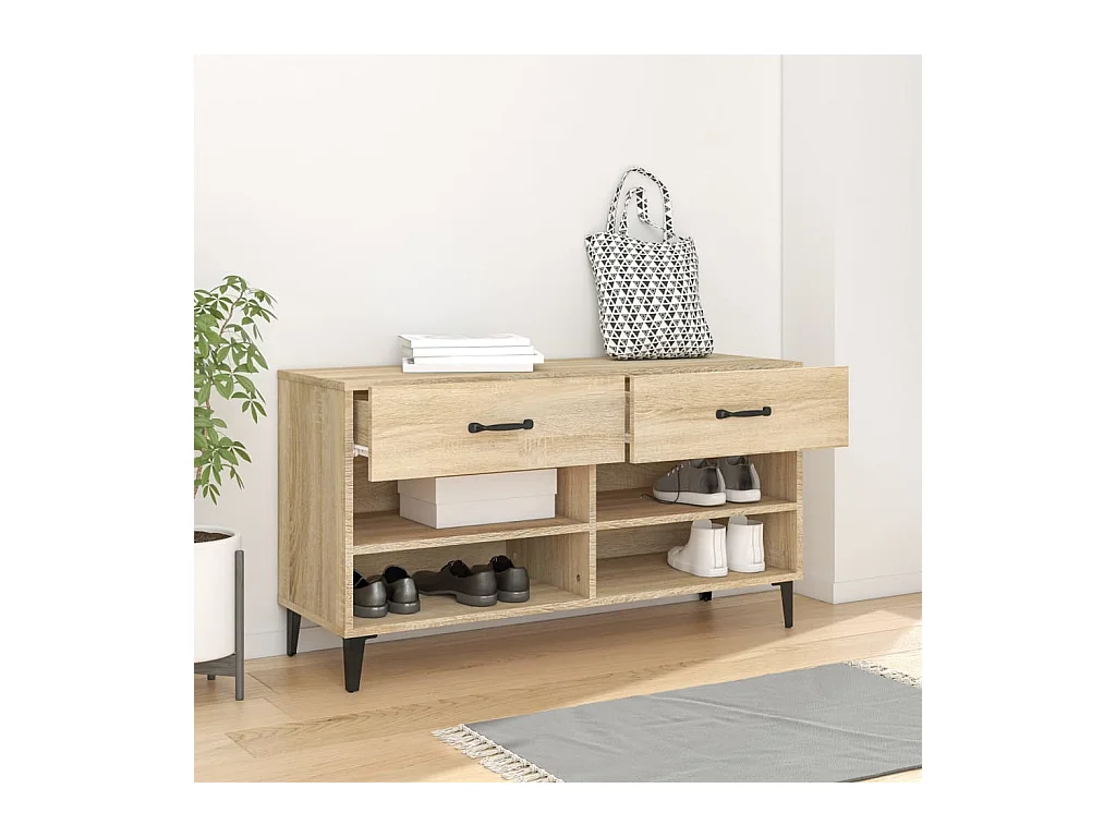 Armoire à chaussures Chêne sonoma 102x35x55cm Bois d'ingénierie