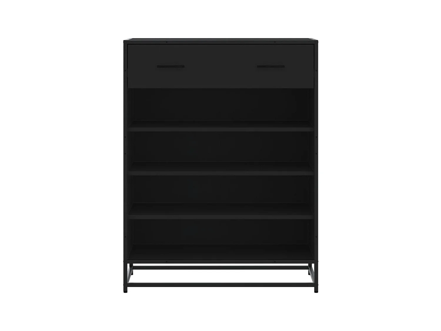 Meuble à chaussures noir 75x38x97,5 cm bois d'ingénierie métal