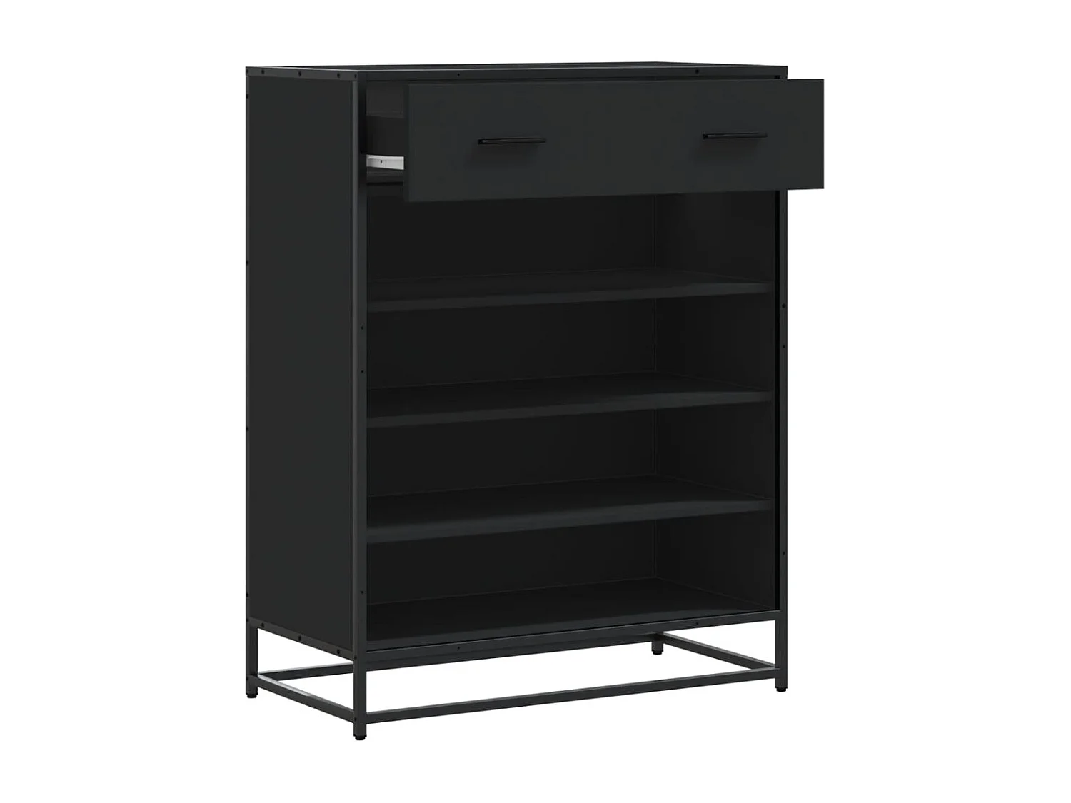 Meuble à chaussures noir 75x38x97,5 cm bois d'ingénierie métal