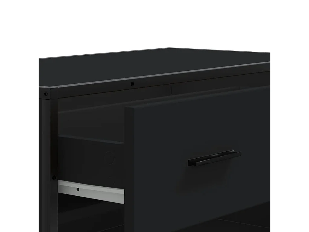 Meuble à chaussures noir 75x38x97,5 cm bois d'ingénierie métal