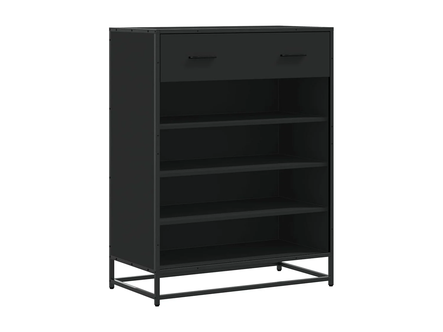 Meuble à chaussures noir 75x38x97,5 cm bois d'ingénierie métal