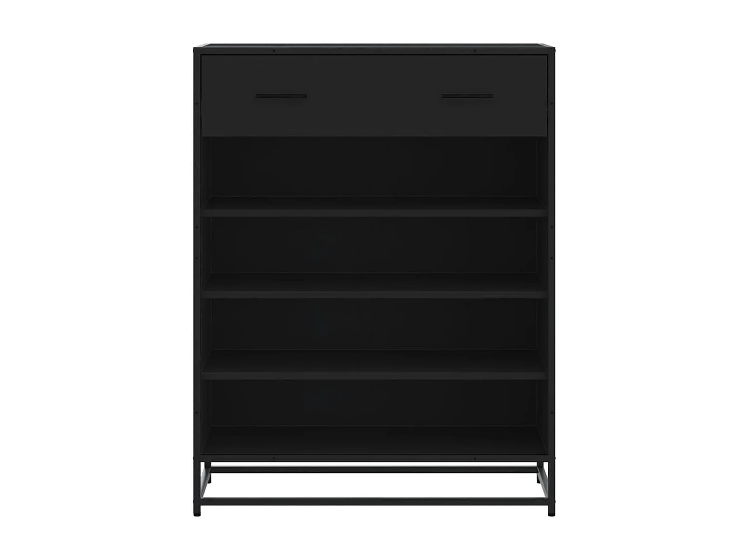 Meuble à chaussures noir 75x38x97,5 cm bois d'ingénierie métal