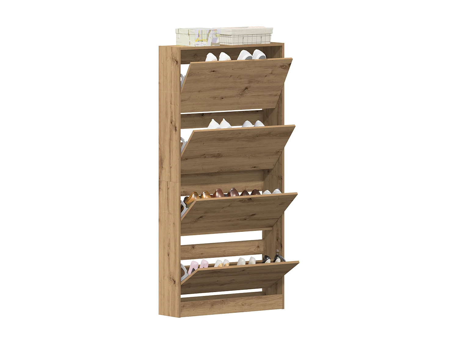 Armoire à Chaussures Chêne Artisanal Bois d'Ingénierie