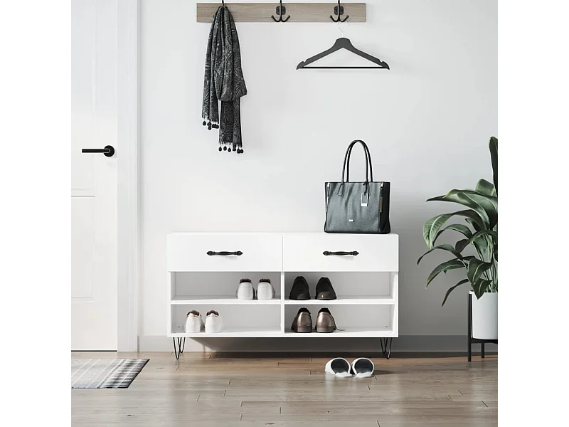 Banco zapatero blanco 102x35x55 cm madera de ingeniería