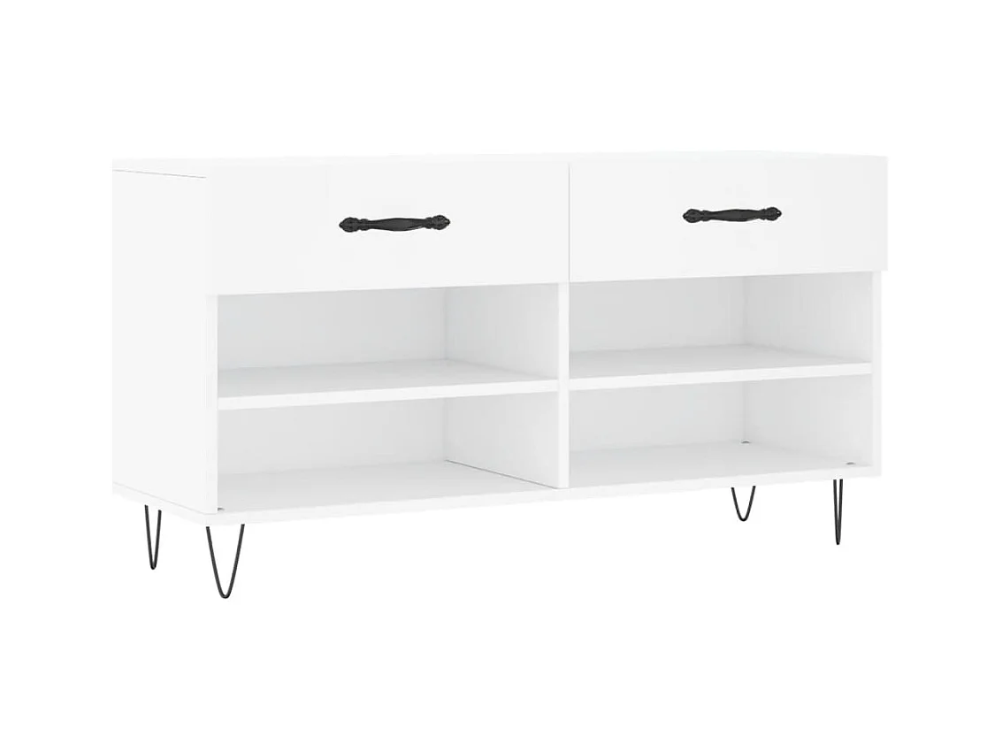 Witte schoenbank 102x35x55 cm bewerkt hout