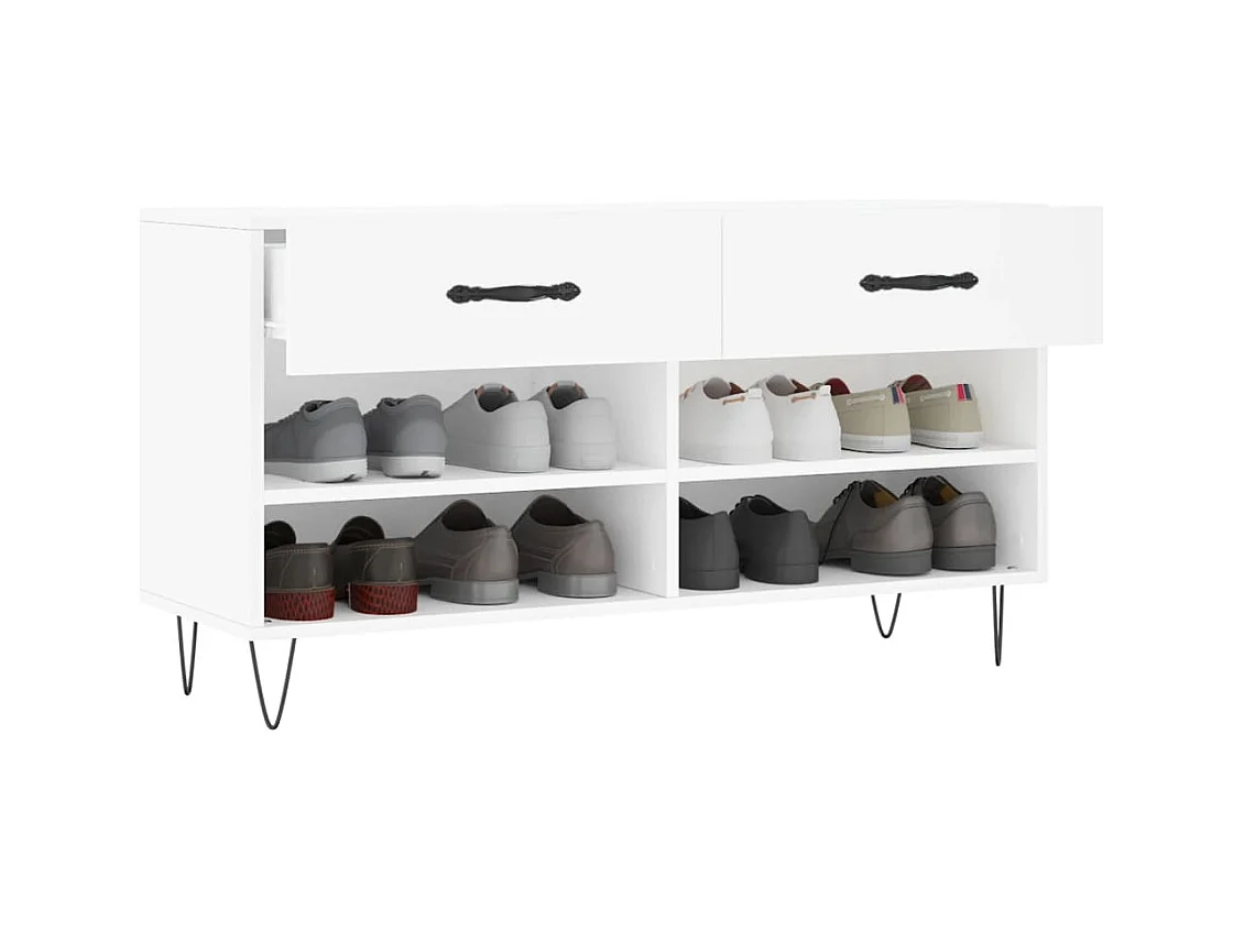 Witte schoenbank 102x35x55 cm bewerkt hout