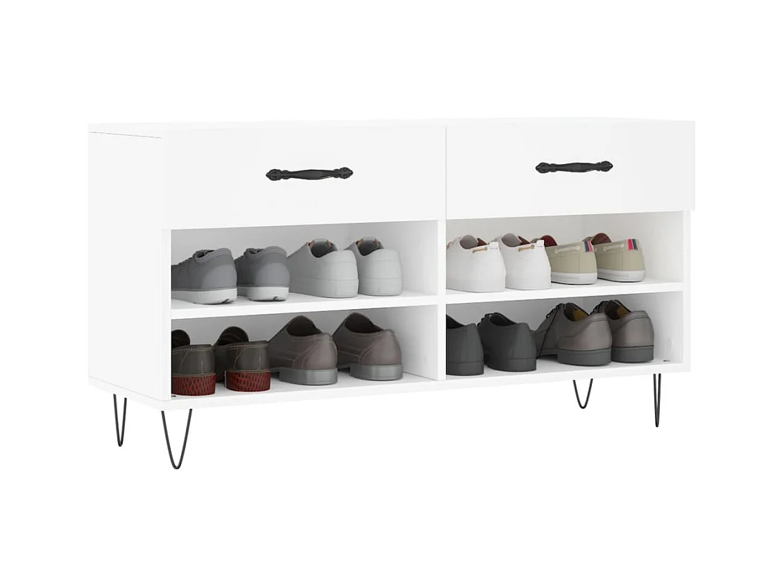 Witte schoenbank 102x35x55 cm bewerkt hout