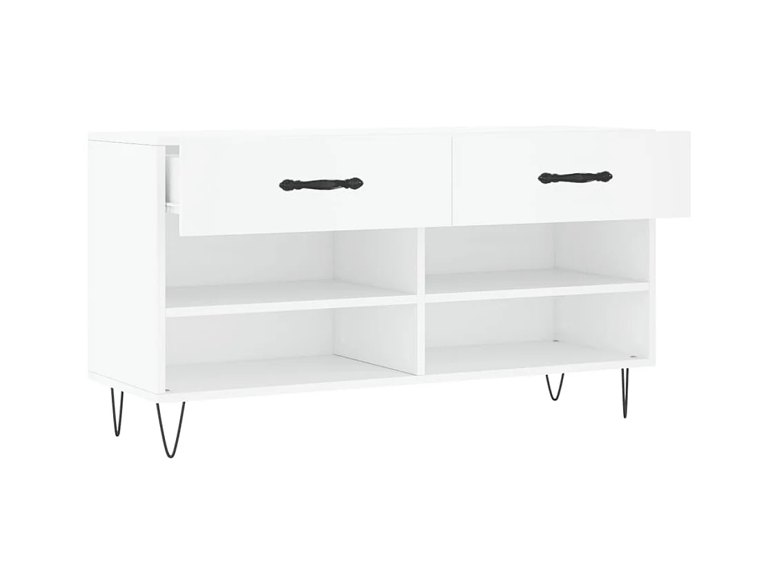 Witte schoenbank 102x35x55 cm bewerkt hout