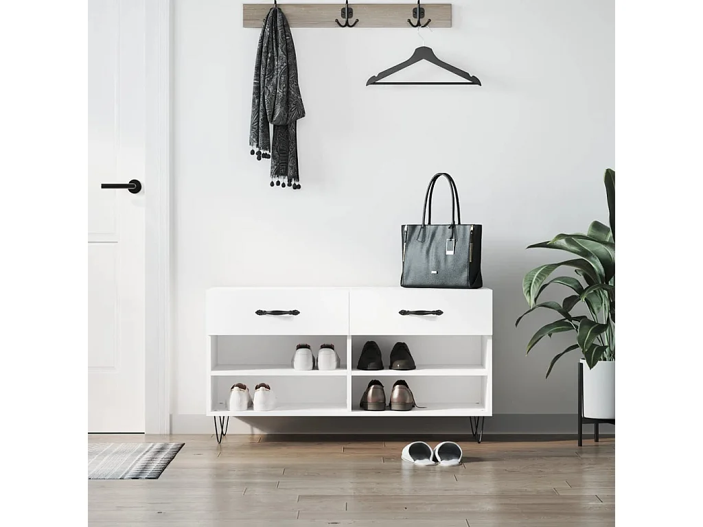 Banco zapatero blanco 102x35x55 cm madera de ingeniería