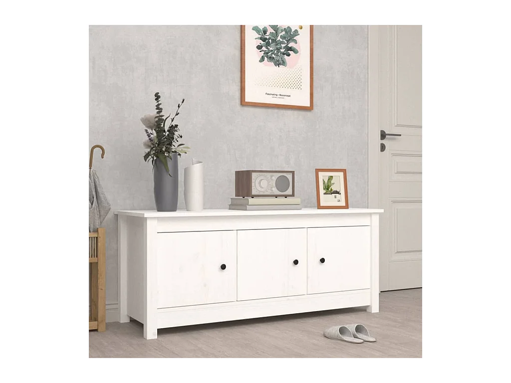 Armoire à chaussures Blanc 110x38x45,5 cm Bois de pin massif