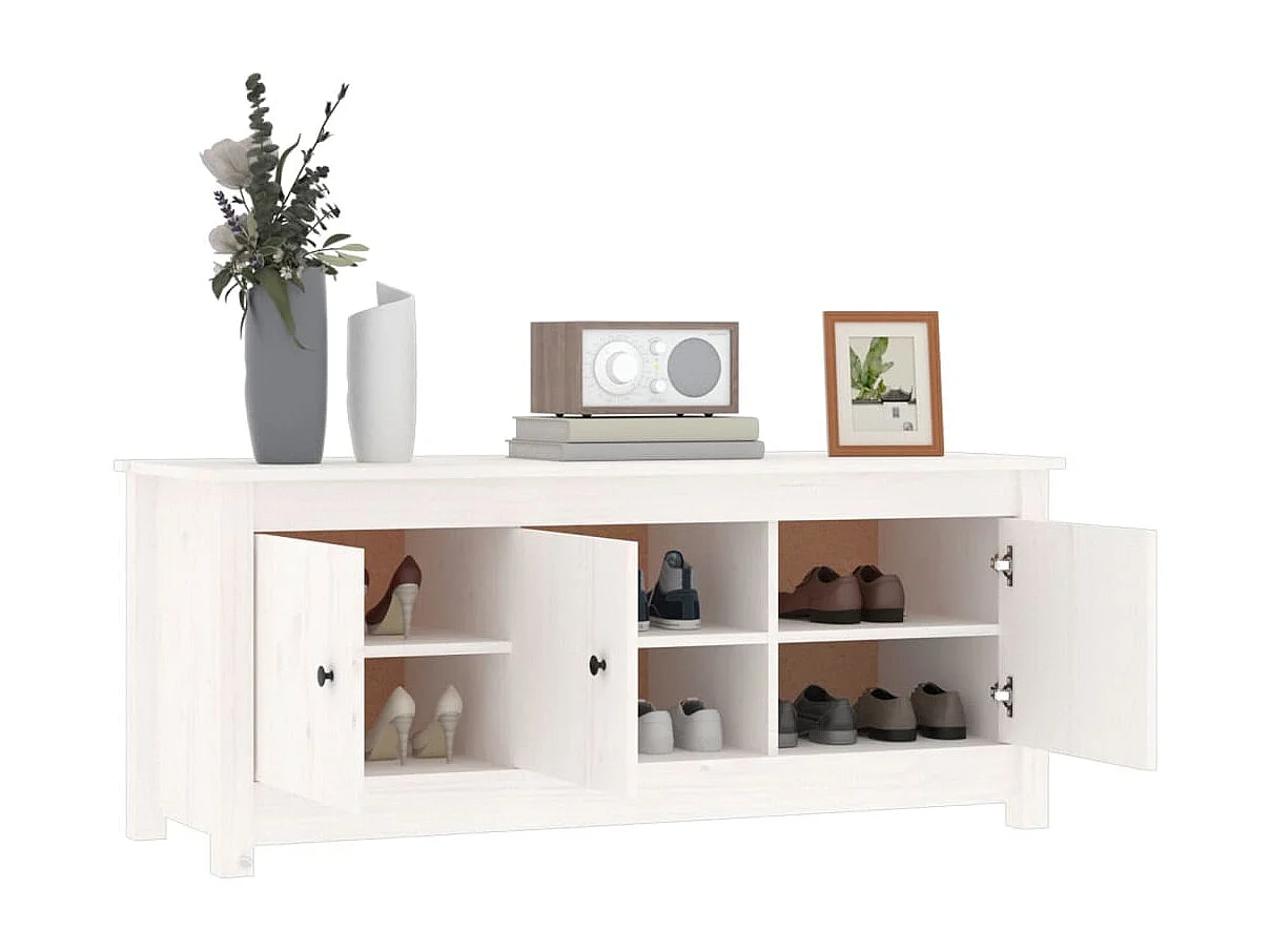 Armoire à chaussures Blanc 110x38x45,5 cm Bois de pin massif
