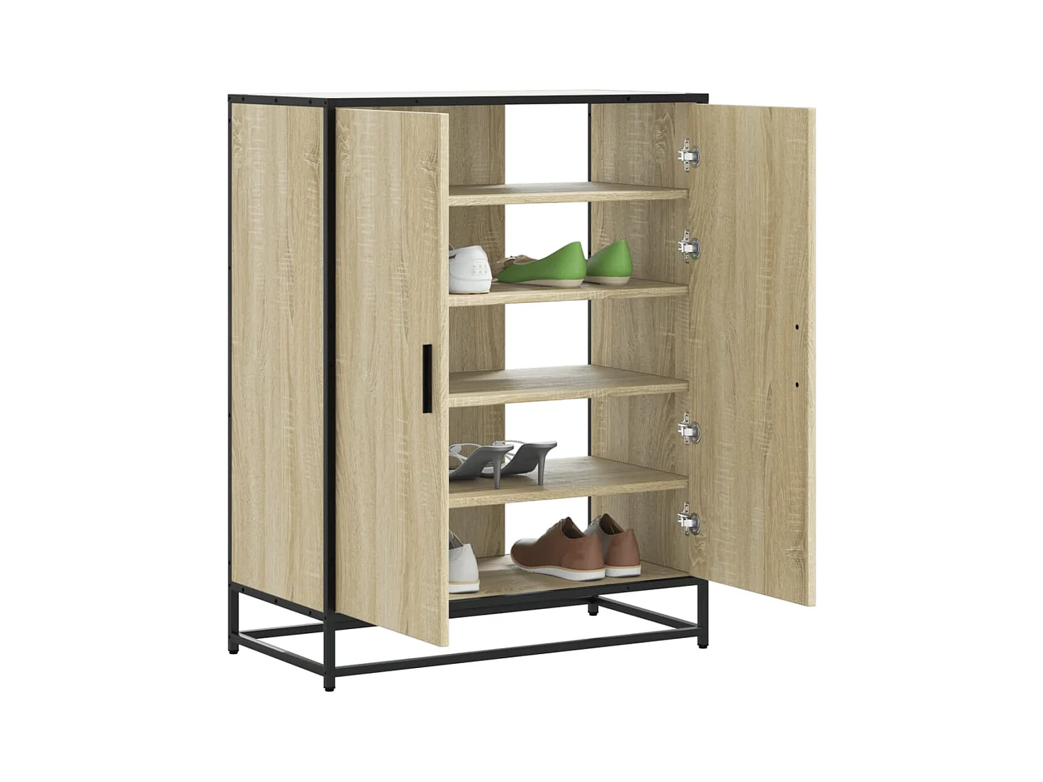 Armoire à chaussures chêne sonoma bois d'ingénierie et métal