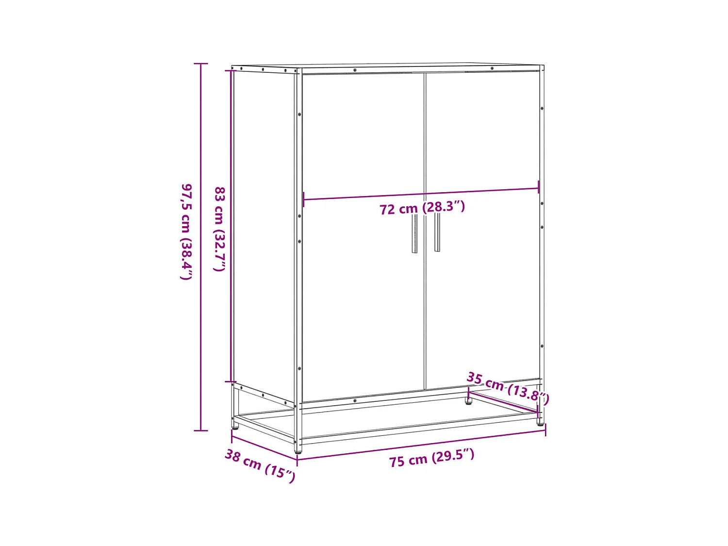 Armoire à chaussures chêne sonoma bois d'ingénierie et métal