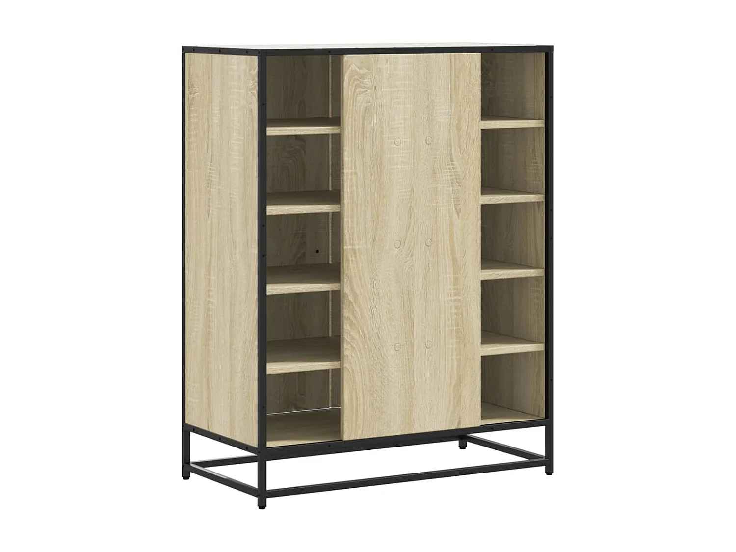 Armoire à chaussures chêne sonoma bois d'ingénierie et métal