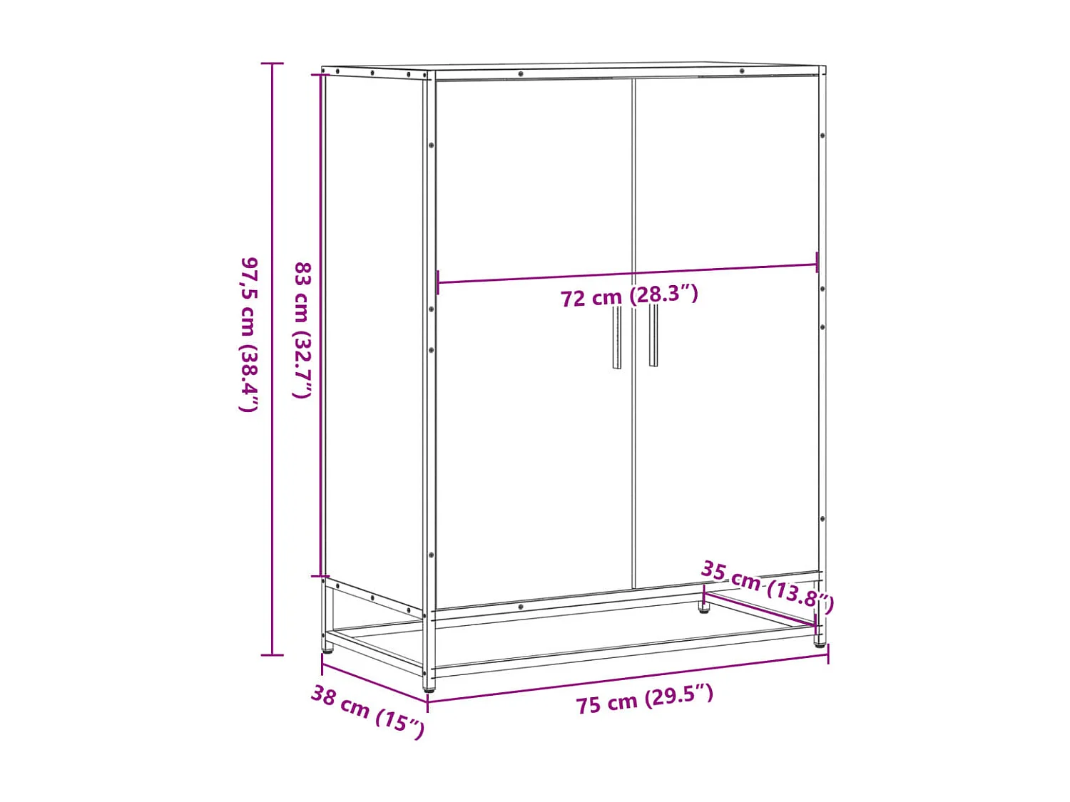 Armoire à chaussures chêne sonoma bois d'ingénierie et métal