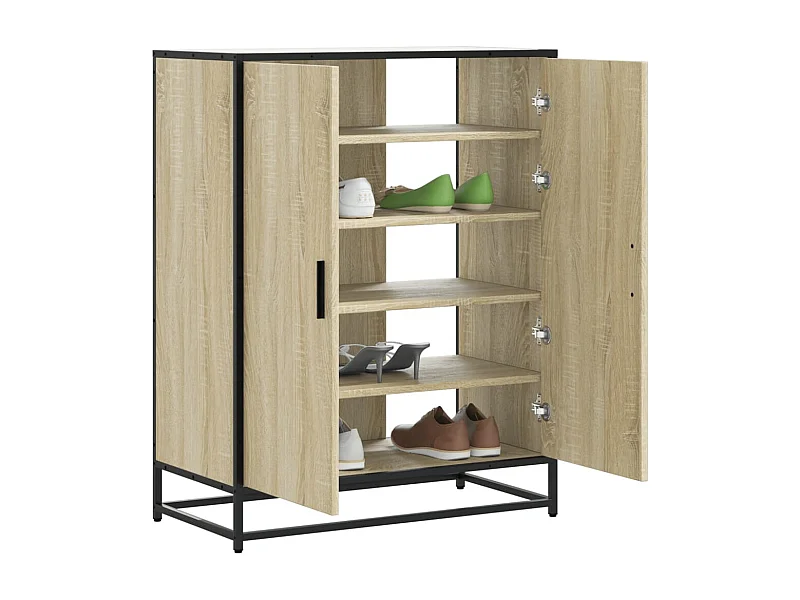 Armoire à chaussures chêne sonoma bois d'ingénierie et métal