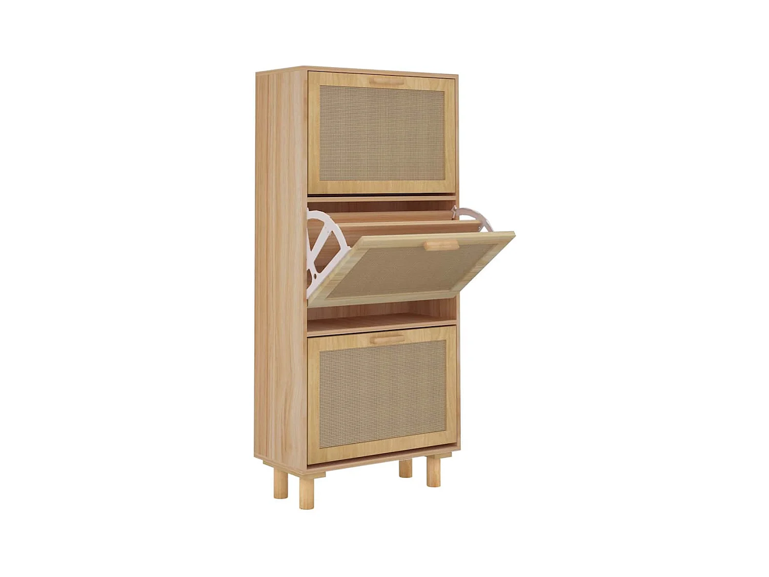 Armoire à chaussures Marron 52x25x115cm Bois d'ingénierie/rotin