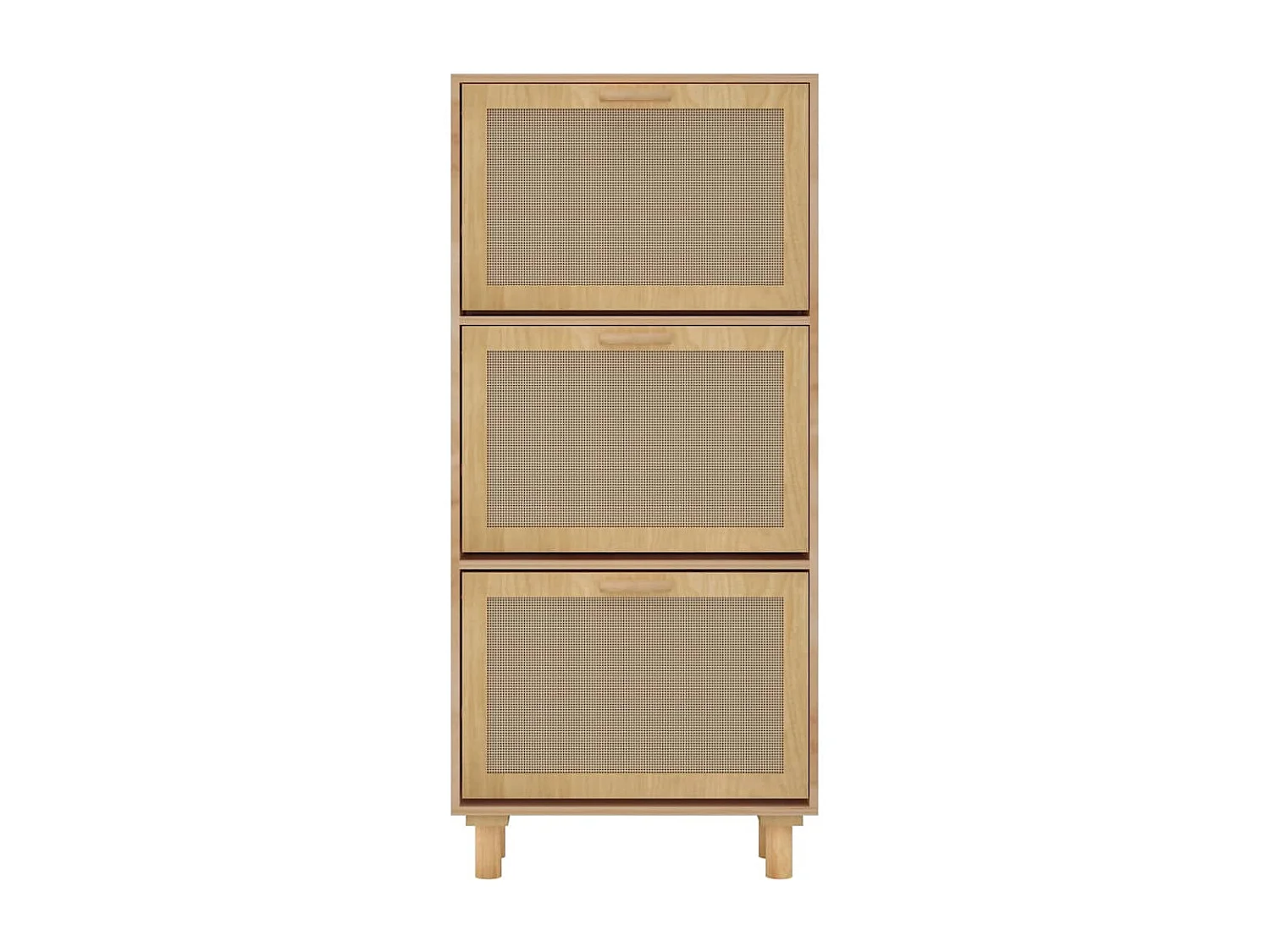 Zapatero marrón de 52 x 25 x 115 cm, madera de ingeniería y ratán