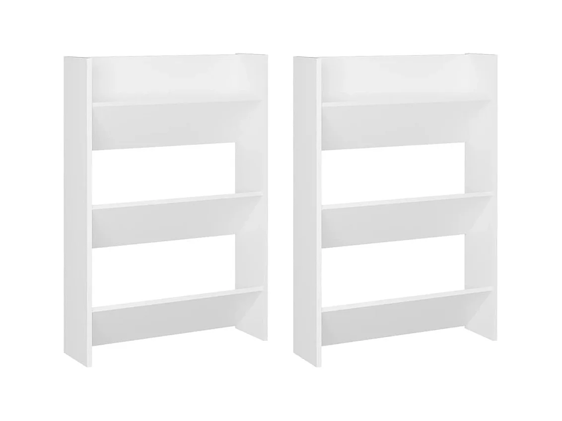 Armoires à chaussures murales 2 pcs Blanc 60x18x90 cm Aggloméré