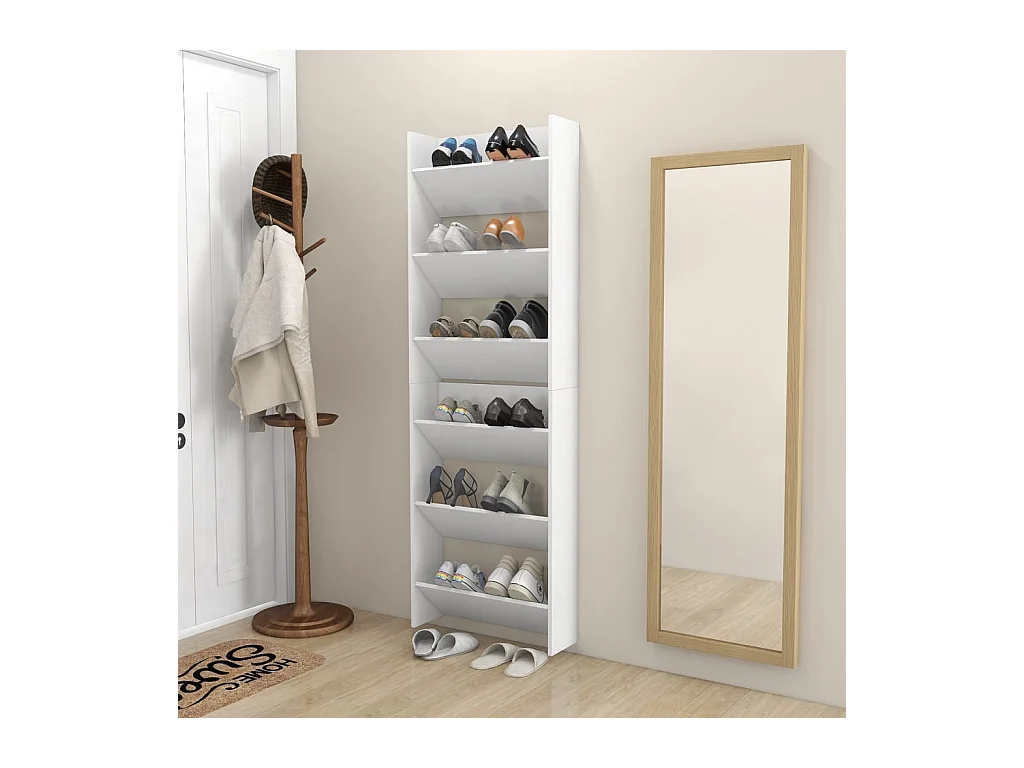 Armoires à chaussures murales 2 pcs Blanc 60x18x90 cm Aggloméré