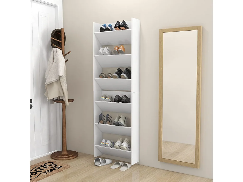 Armoires à chaussures murales 2 pcs Blanc 60x18x90 cm Aggloméré