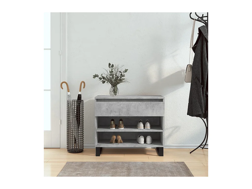 Betongrijze schoenenkast 70x36x60 cm bewerkt hout