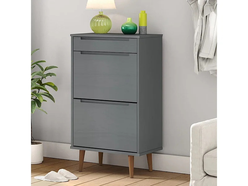 Grijze schoenenkast 59,5x35x103 cm grenenhout