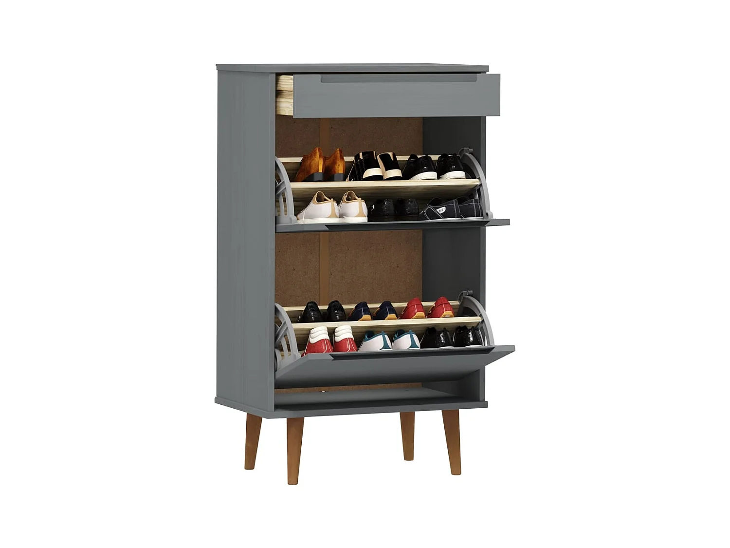 Grijze schoenenkast 59,5x35x103 cm grenenhout