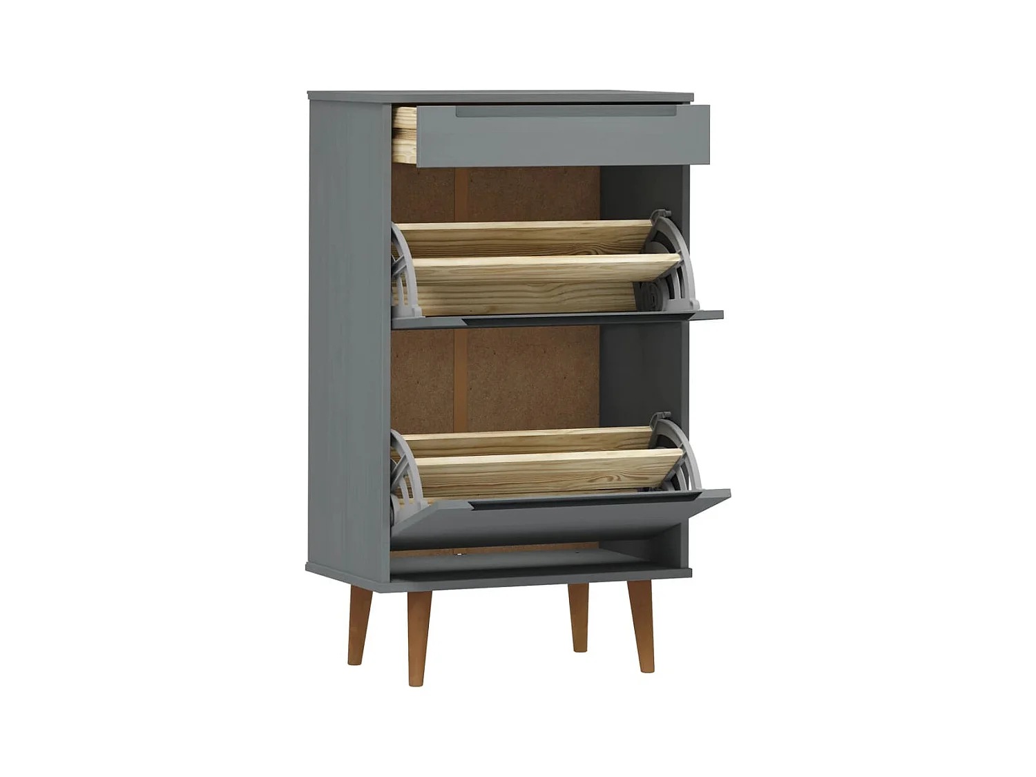 Grijze schoenenkast 59,5x35x103 cm grenenhout