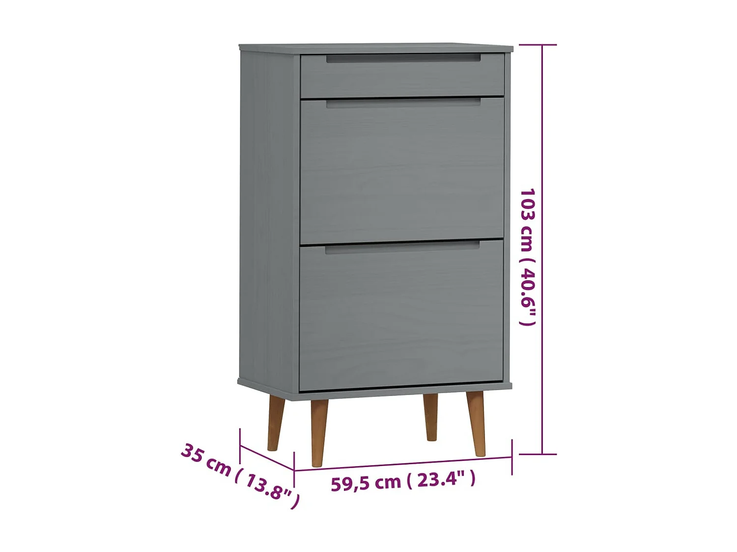 Zapatero Gris 59,5x35x103 cm Madera de Pino