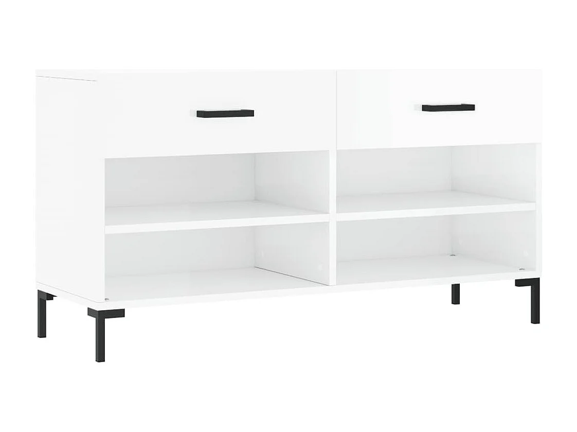 Panca portascarpe bianca lucida 102x35x55 cm in legno ingegnerizzato