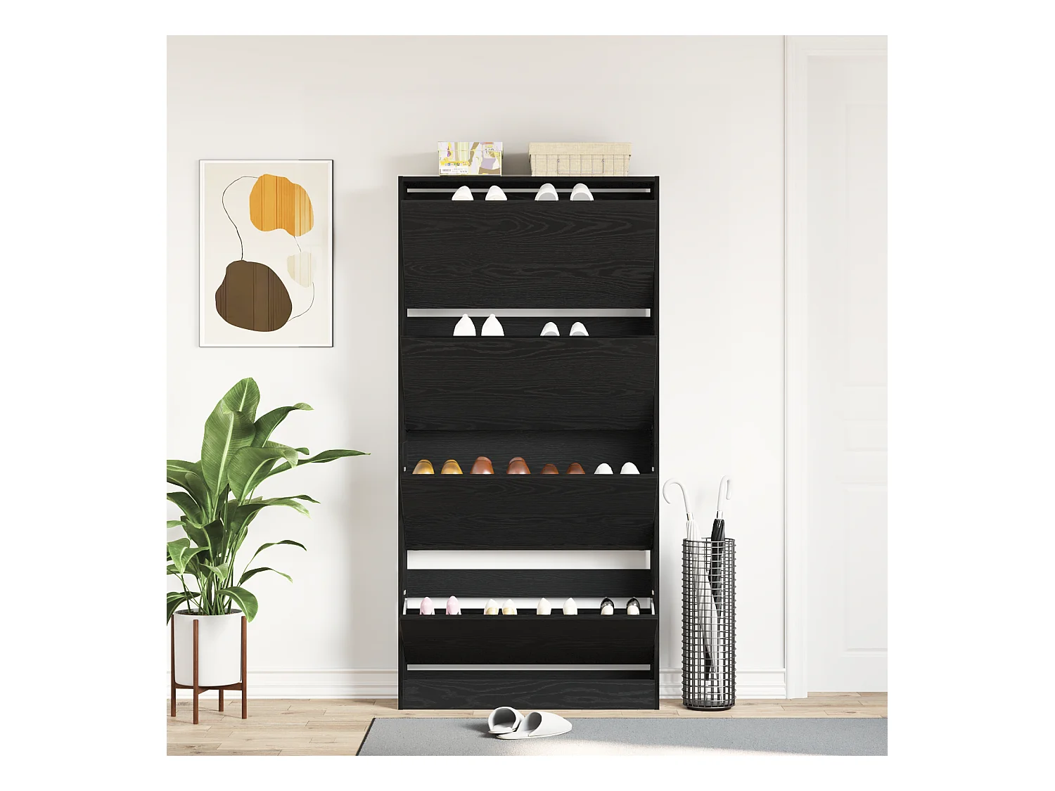 Armoire à chaussures Chêne noir Bois d'ingénierie