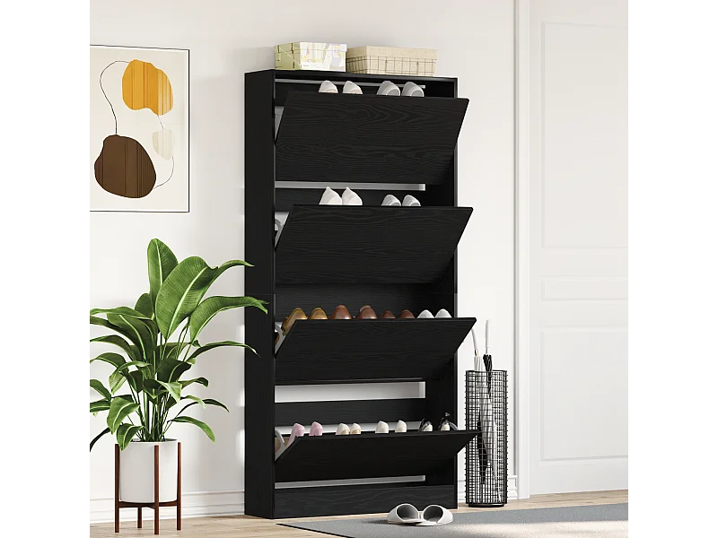 Armoire à chaussures Chêne noir Bois d'ingénierie