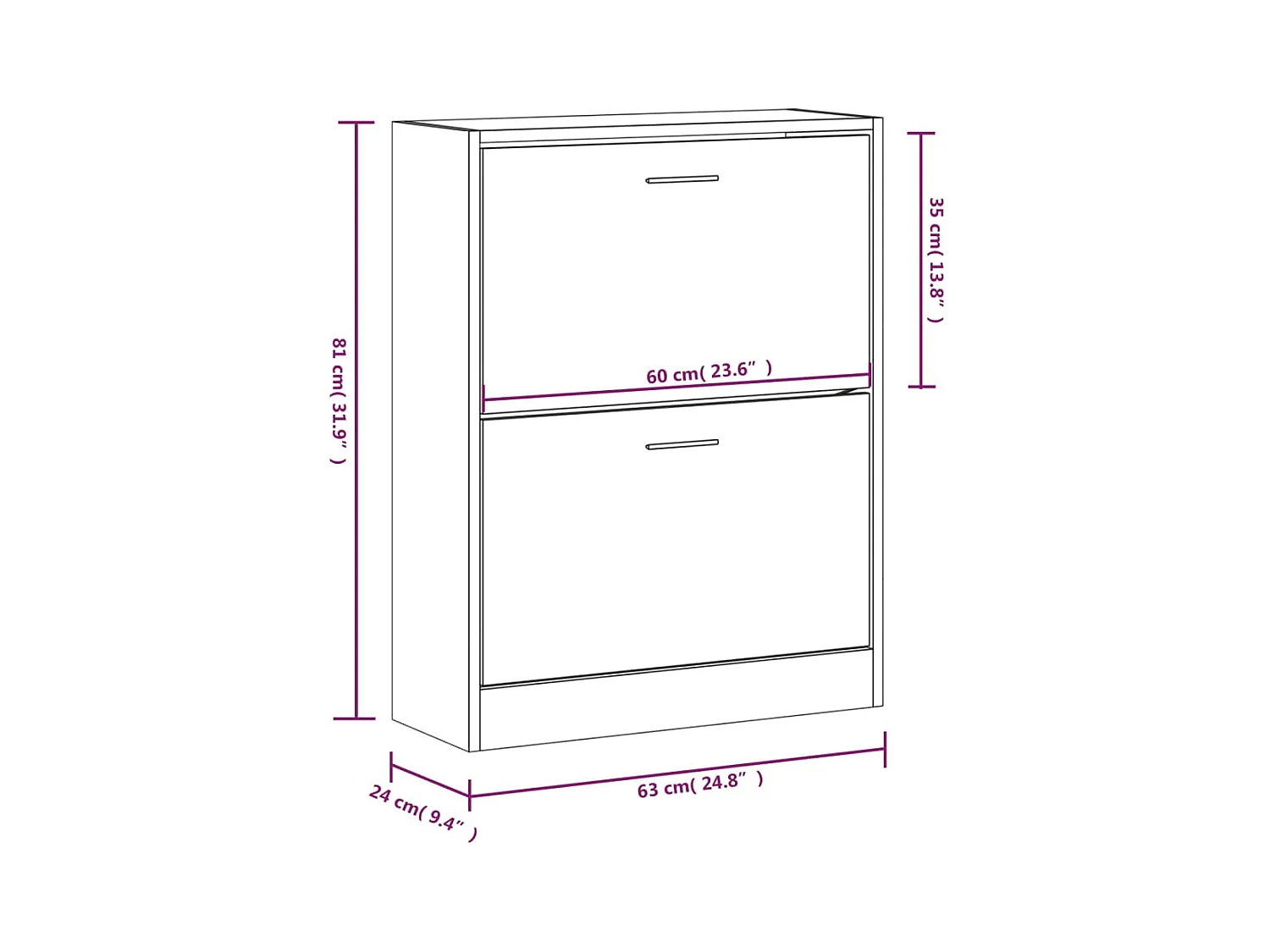 Armoire à chaussures Chêne fumé 63x24x81 cm Bois d'ingénierie