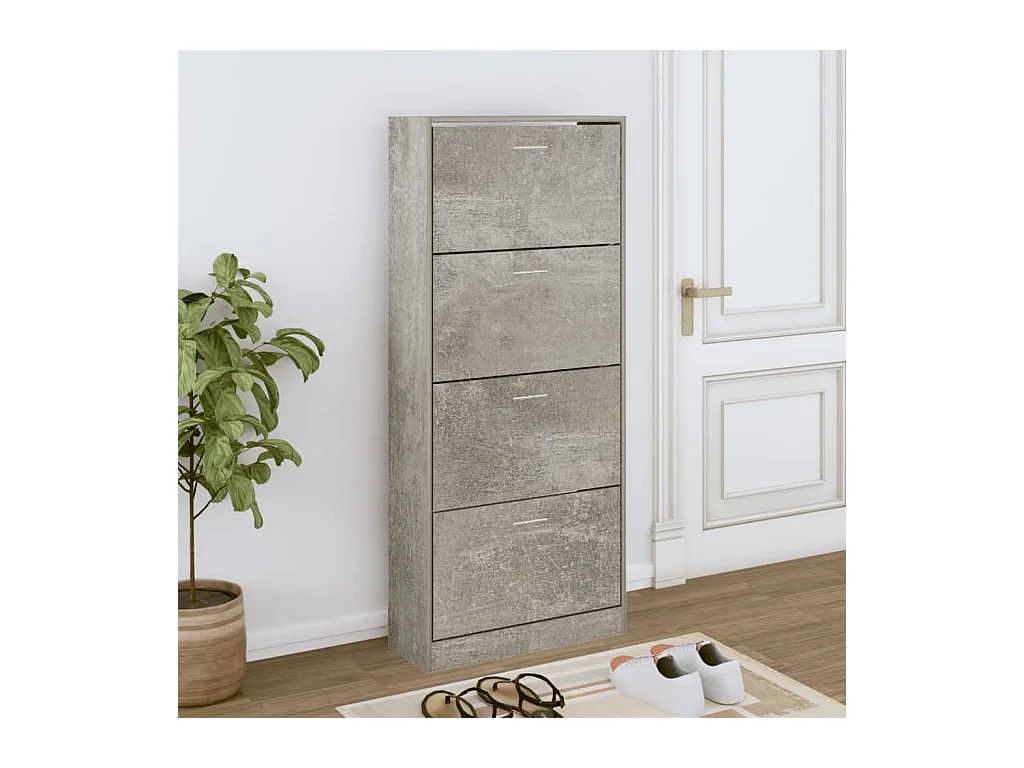 Betongrijze schoenenkast 63x24x147 cm bewerkt hout