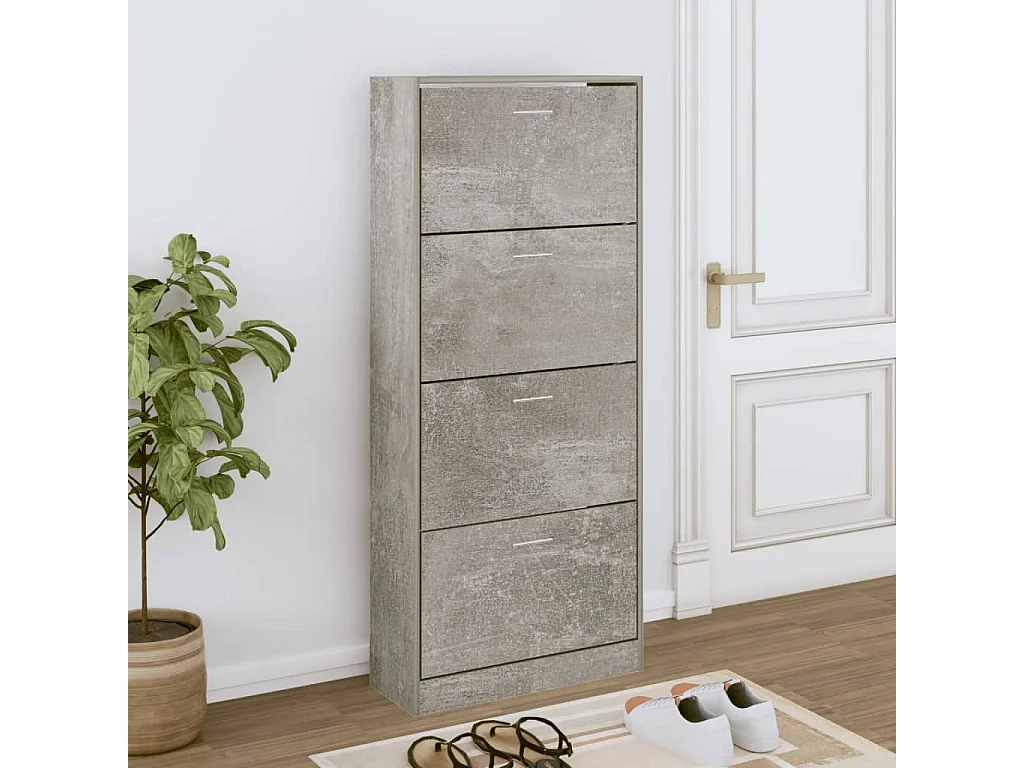 Armoire à chaussures Gris béton 63x24x147 cm Bois d'ingénierie