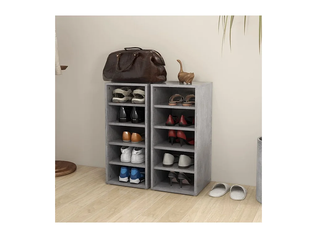 stuks schoenenkasten betongrijs bewerkt hout