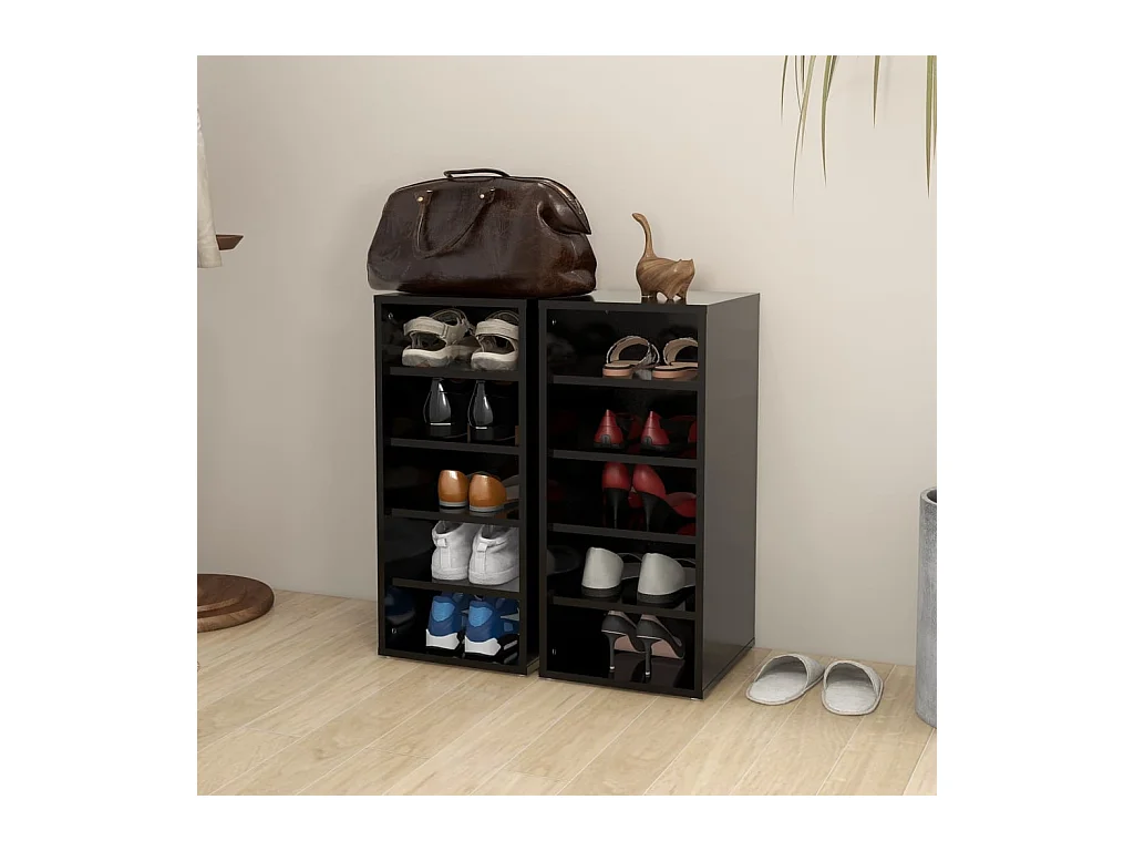 zapateros negros de 31,5 x 35 x 70 cm de madera de ingeniería